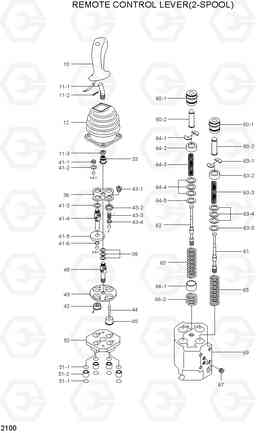 2100 REMOTE CONTROL LEVER(2-SPOOL) HL750TM, Hyundai