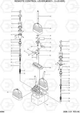 4064 REMOTE CONTROL LEVER(-#1232, 3-LEVER) HL757-7, Hyundai