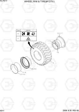 6011 WHEEL RIM & TIRE(#1275-, ZF) HL757-7, Hyundai