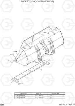 7030 BUCKET(2.7M3, CUTTING EDGE) HL757-7, Hyundai