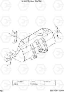 7040 BUCKET(2.6M3, TOOTH) HL757-7, Hyundai