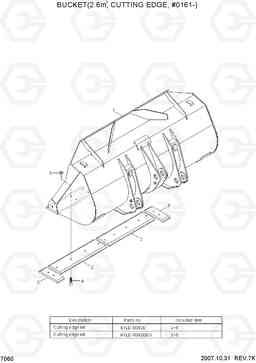 7060 BUCKET(2.6M3, CUTTING EDGE, #0161-) HL757-7, Hyundai