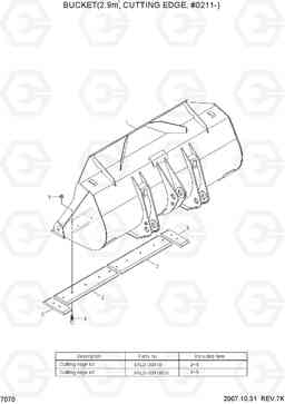 7070 BUCKET(2.9M3, CUTTING EDGE, #0211-) HL757-7, Hyundai