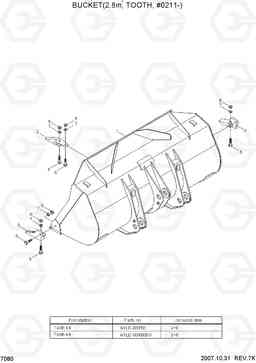 7080 BUCKET(2.8M3, TOOTH, #0211-) HL757-7, Hyundai