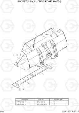 7100 BUCKET(2.1M3, CUTTING EDGE, #0452-) HL757-7, Hyundai