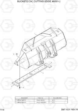 7110 BUCKET(3.2M3, CUTTING EDGE, #0001-) HL757-7, Hyundai