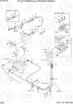 3140 PILOT HYDRAULIC PIPING(3-SPOOL) HL757-7A, Hyundai