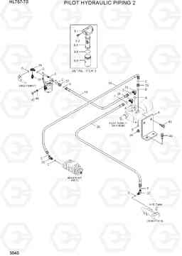 3040 PILOT HYDRAULIC PIPING 2 HL757-7S, Hyundai