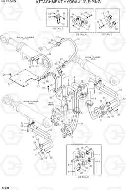 3050 ATTACHMENT HYDRAULIC PIPING HL757-7S, Hyundai