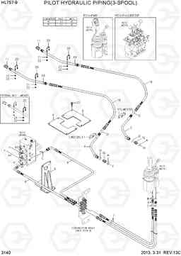 3140 PILOT HYDRAULIC PIPING(3-SPOOL) HL757-9, Hyundai