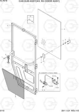 5110 CAB SUB ASSY(4/4, RH DOOR ASSY) HL757-9, Hyundai