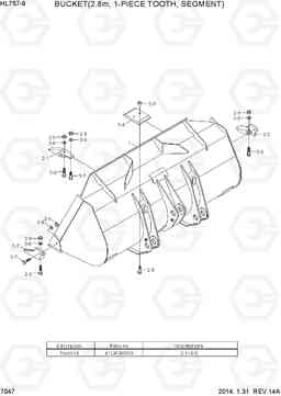 7047 BUCKET(2.8M3, 1-PIECE TOOTH, SEGMENT) HL757-9, Hyundai