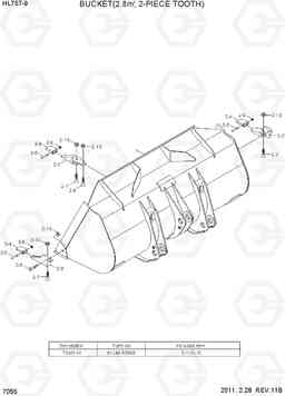 7055 BUCKET(2.8M3, 2-PIECE TOOTH) HL757-9, Hyundai