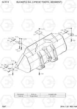 7057 BUCKET(2.8M3, 2-PIECE TOOTH, SEGMENT) HL757-9, Hyundai
