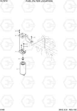 9160 FUEL FILTER LOACTION HL757-9, Hyundai