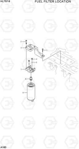 A160 FUEL FILTER LOACTION HL757-9, Hyundai