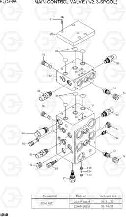 4040 MAIN CONTROL VALVE (1/2, 3-SPOOL) HL757-9A, Hyundai