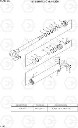 4140 STEERING CYLINDER HL757-9A, Hyundai