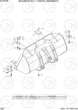7047 BUCKET(2.8M3, 1-PIECE TOOTH, SEGMENT) HL757-9A, Hyundai