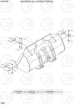 7050 BUCKET(2.6M3, 2-PIECE TOOTH) HL757-9A, Hyundai