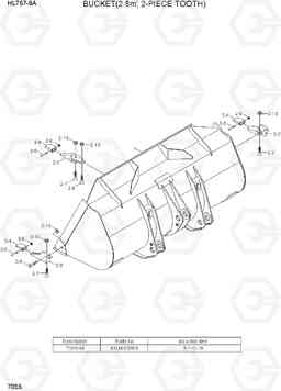 7055 BUCKET(2.8M3, 2-PIECE TOOTH) HL757-9A, Hyundai