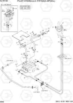 3045 PILOT HYDRAULIC PIPING(3-SPOOL) HL757-9S, Hyundai