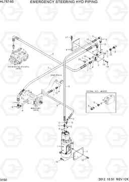 3150 EMERGENCY STEERING HYD PIPING HL757-9S, Hyundai