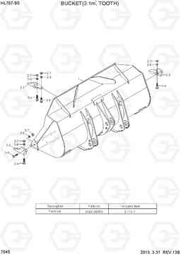 7045 BUCKET(3.1M3, TOOTH) HL757-9S, Hyundai