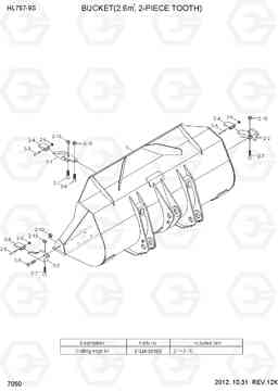 7050 BUCKET(2.6M3, 2-PIECE TOOTH) HL757-9S, Hyundai