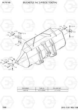 7055 BUCKET(3.1M3, 2-PIECE TOOTH) HL757-9S, Hyundai