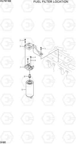 9160 FUEL FILTER LOACTION HL757-9S, Hyundai