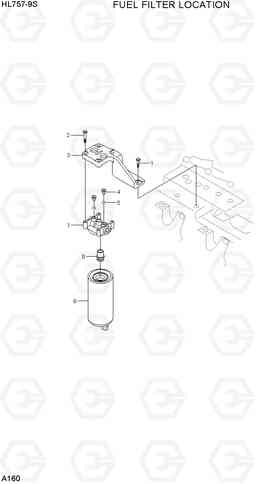 A160 FUEL FILTER LOACTION HL757-9S, Hyundai