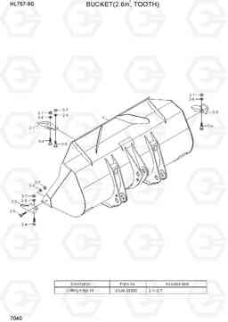 7040 BUCKET(2.6M3, TOOTH) HL757-9S(BRAZIL), Hyundai