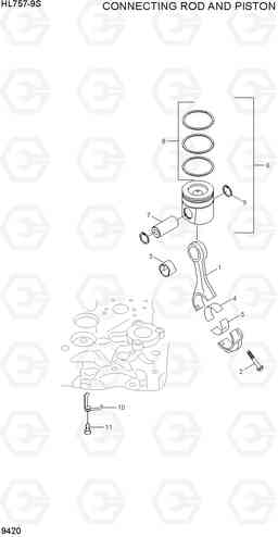 9420 CONNECTING ROD AND PISTON HL757-9S(BRAZIL), Hyundai