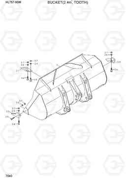 7040 BUCKET(2.4M3, TOOTH) HL757-9SM, Hyundai