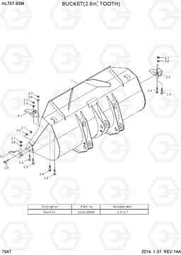 7047 BUCKET(2.8M3, TOOTH) HL757-9SM, Hyundai