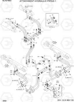 3050 ATTACHMENT HYDRAULIC PIPING 1 HL757TM-9, Hyundai