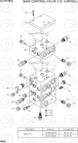 4030 MAIN CONTROL VALVE (1/2, 3-SPOOL) HL757TM-9, Hyundai