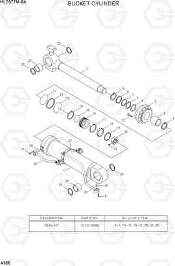 4160 BUCKET CYLINDER HL757TM-9A, Hyundai