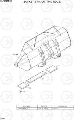 7040 BUCKET(2.7M3, CUTTING EDGE) HL757TM-9A, Hyundai