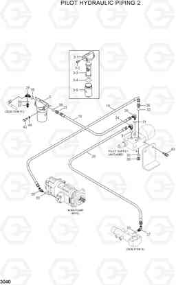 3040 PILOT HYDRAULIC PIPING 2 HL757TM-7, Hyundai