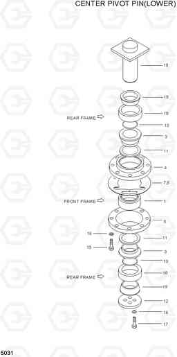 5031 CENTER PIVOT PIN(LOWER) HL760(-#1000), Hyundai