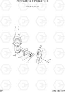 2071 RCV LEVER(1/2, 3-SPOOL, #1181-) HL760(#1001-#1301), Hyundai