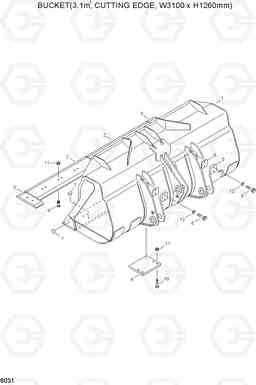 6031 BUCKET(3.1M3,CUTTING EDGE,W3100-H1260MM) HL760(#1001-#1301), Hyundai
