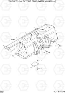 6032 BUCKET(3.1M3,CUTTING EDGE,W2900-H1405MM) HL760(#1001-#1301), Hyundai