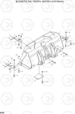 6035 BUCKET(3.0M3, TOOTH, W3150-H1310MM) HL760(#1001-#1301), Hyundai