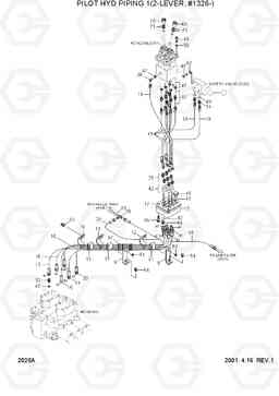 2020A PILOT HYD PIPING 1(2-LEVER, #1326-) HL760(#1302-), Hyundai