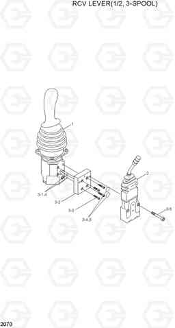 2070 RCV LEVER(1/2, 3-SPOOL) HL760(#1302-), Hyundai