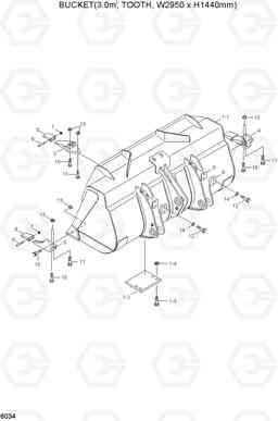 6034 BUCKET(3.0M3, TOOTH, W2950-H1440MM) HL760(#1302-), Hyundai