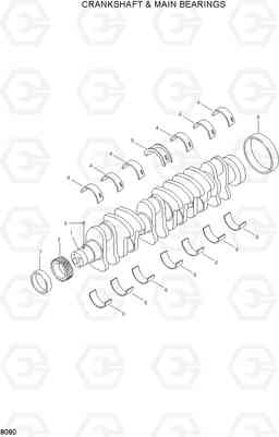 8080 CRANKSHAFT & MAIN BEARINGS HL760(#1302-), Hyundai